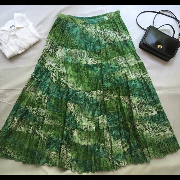 Coldwater Creek Dresses & Skirts - Coldwater Creek Petite Tiered Cotton Maxi Skirt